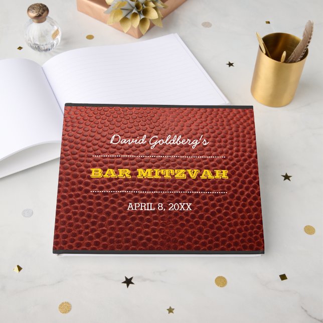 Football Gold Bar Mitzvah Gästebuch (Vorderseite Offen)