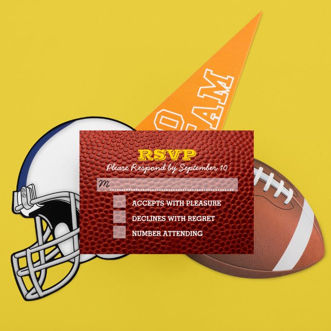 Football Gold Bar Mitzvah RSVP Card (Von Creator hochgeladen)