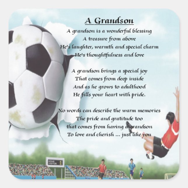 Football Grandson Geem Quadratischer Aufkleber (Vorderseite)