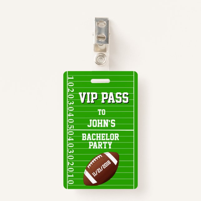 Football Grid Bachelor Party VIP Abzeichen Ausweis (Vorderseite mit Klammer)