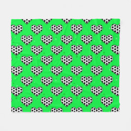 Football Heart Ball Texture - Green Background Fleecedecke