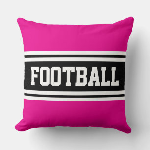 FOOTBALL Helles Rosa Schwarz Weiß Racing Streifen Kissen