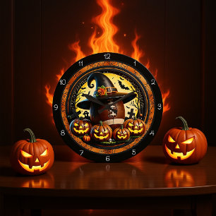 Football Hexenhut Halloween Große Wanduhr