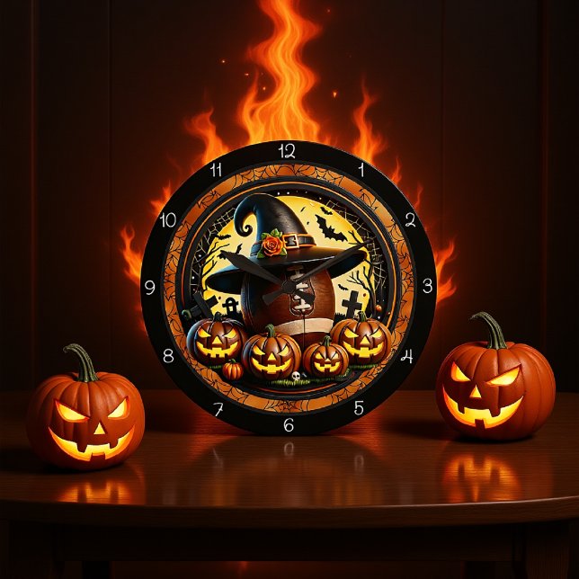 Football Hexenhut Halloween Große Wanduhr (Von Creator hochgeladen)