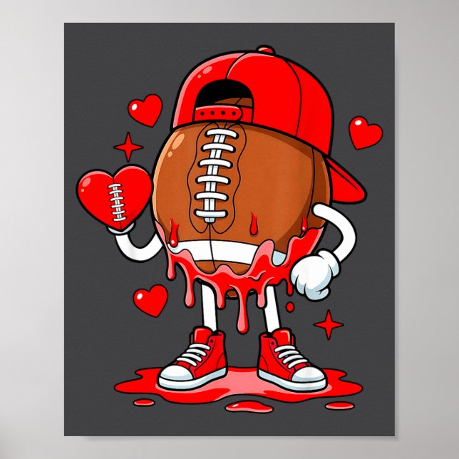 Football Ice Cream Valentine Dripng Game Day Men B Poster (Vorne)