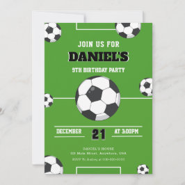 Football Invitation Anniversaire Vert Et Noir Mode