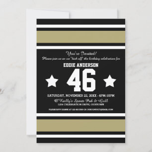 Football Jersey Black Gold Party Einladungen