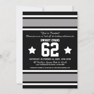 Football Jersey Black Silver Party Einladungen