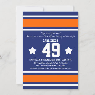 Football Jersey Blue Orange Party Invitations