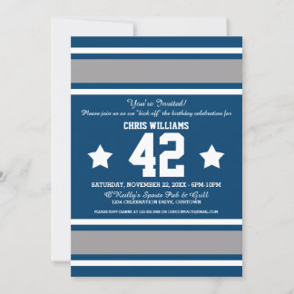 Football Jersey Blue|Silver Party Einladungen