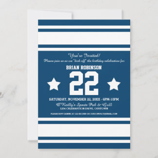 Football Jersey Blue|White Party Einladungen