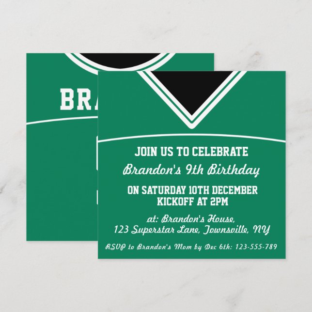 Football Jersey Themed Party Einladung Template, L (Vorne/Hinten)