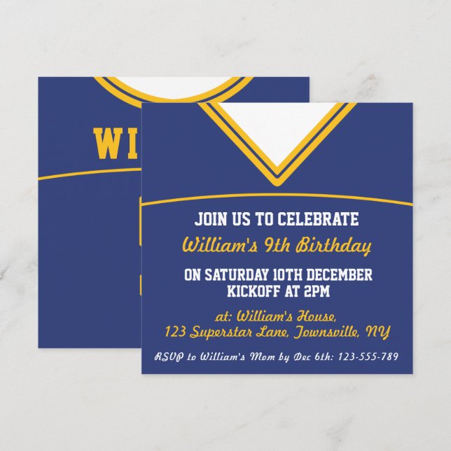 Football Jersey Themed Party Einladung Template, L (Vorne/Hinten)