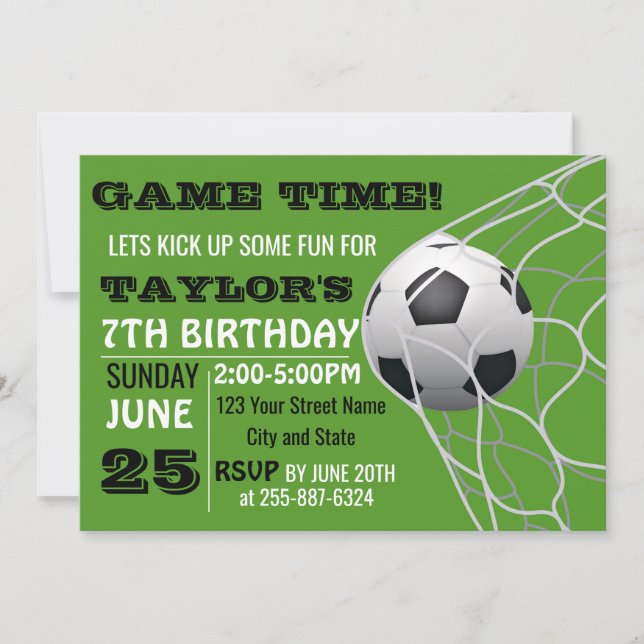 Football Jeu heure Anniversaire carte d'invitation (Devant)