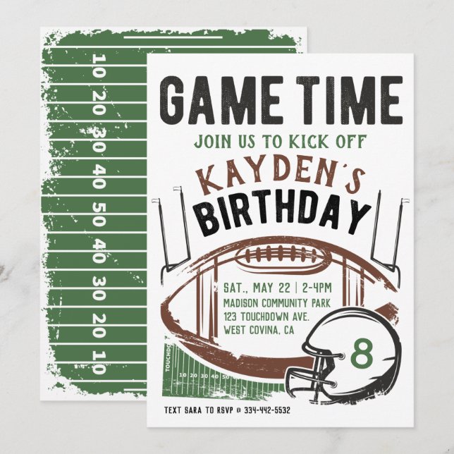 Football Jeu Heure Anniversaire Invitation (Devant / Derrière)