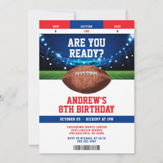 Football Kids Birthday Party Ticket Invitation Einladung