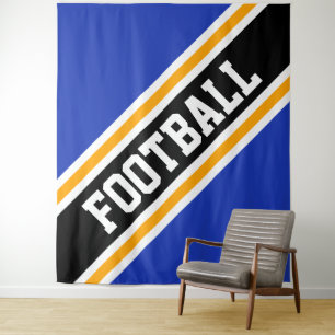 FOOTBALL Königlich Blau Orange Schwarz Rennstreife Wandteppich