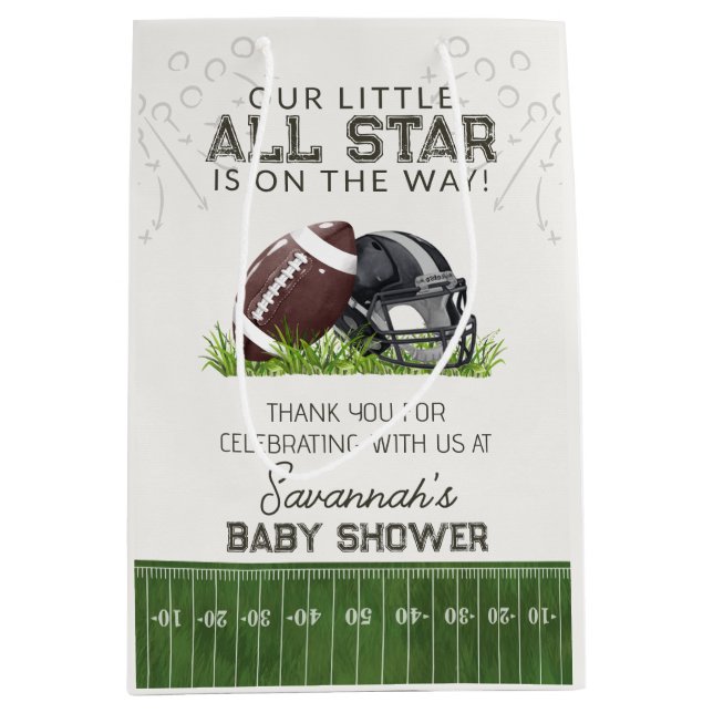 Football Little AllStar Touchdow Baby Shower Favor Mittlere Geschenktüte (Vorderseite)