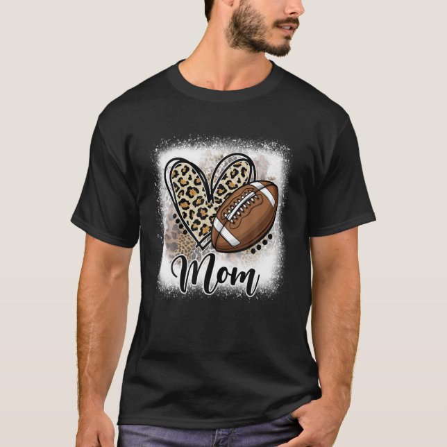 Football Mama Funny Leopard Herzfamilie Sporty T-Shirt (Vorderseite)