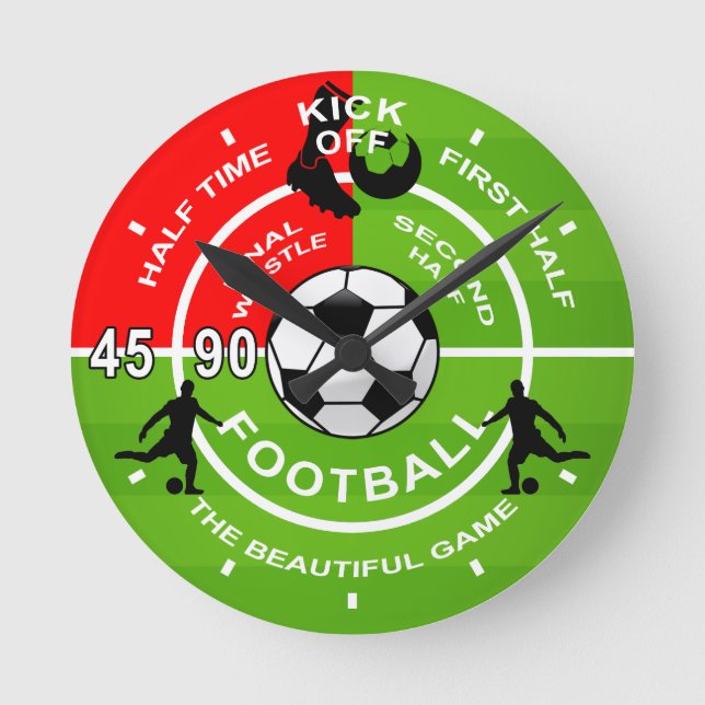Football Match Football Clock Runde Wanduhr (Vorderseite)