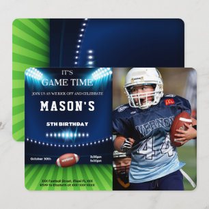 Football modifiable Anniversaire Photo Invitation