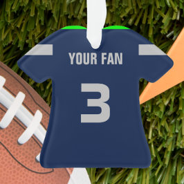 Football Navy, Green & Gray Jersey Ornament