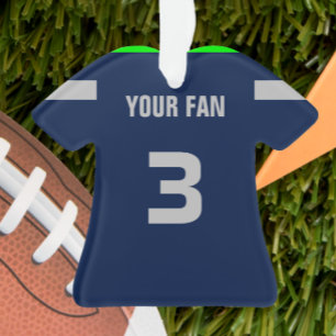 Football Navy, Green & Gray Jersey Ornament