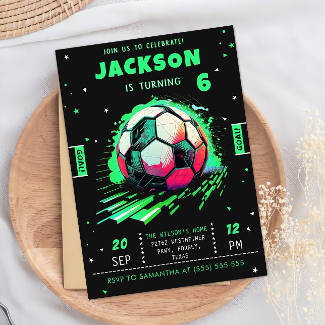Football Neon Anniversaire Invitation (Créateur téléchargé)