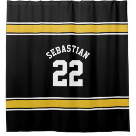 Football Novelty Personalisiert Jersey Black Yello Duschvorhang