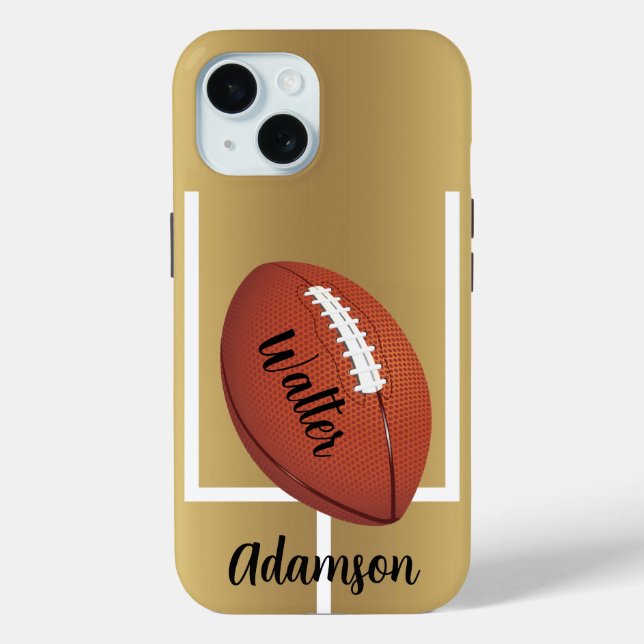 Football on a Stylish Gold background Personalize Case-Mate iPhone Hülle (Rückseite)