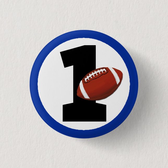 Football One First Birthday Baby Sports Party Button (Vorderseite)