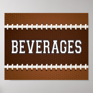 Football Party BEVERAGES Sign Print Poster