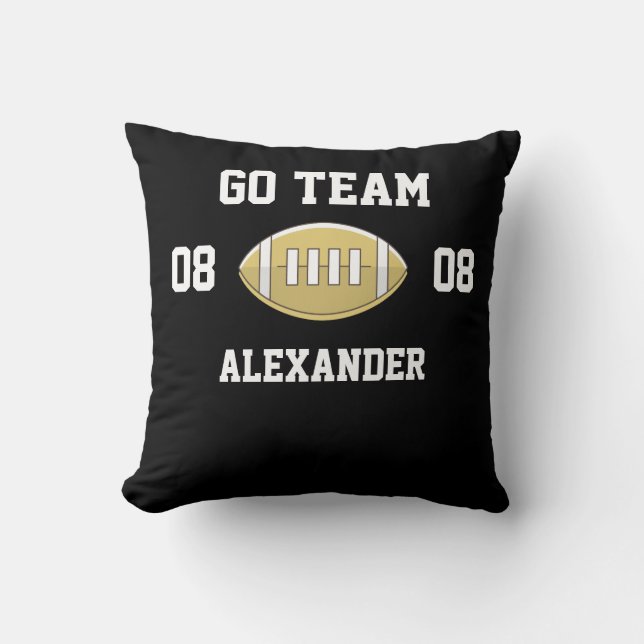 Football Personalisiert Monogram Name Go Team Kissen (Vorderseite)