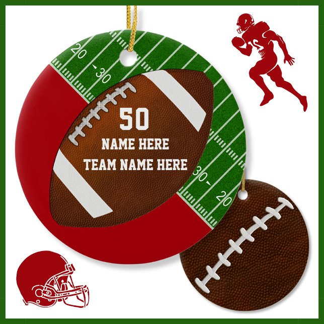 Football personnalisé Cool Ornements de Noël (Personalized Football Christmas Ornaments. Football Team Christmas Gifts. Football team gifts.)