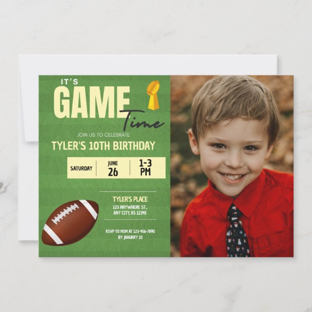 Football Photo Anniversaire Fête Invitation (Devant)