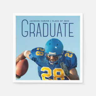 Football Player Abschluss 2025 Blue Script Foto Serviette