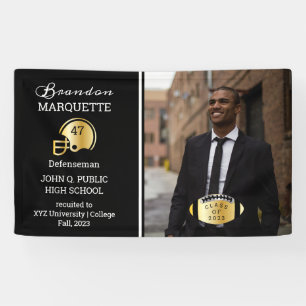 Football Player Foto Black Gold-Abschluss Banner