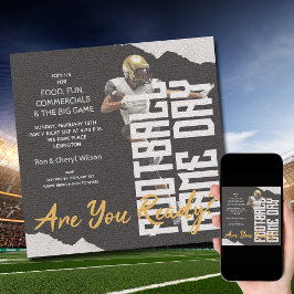 Football Player Game Day Black Einladung