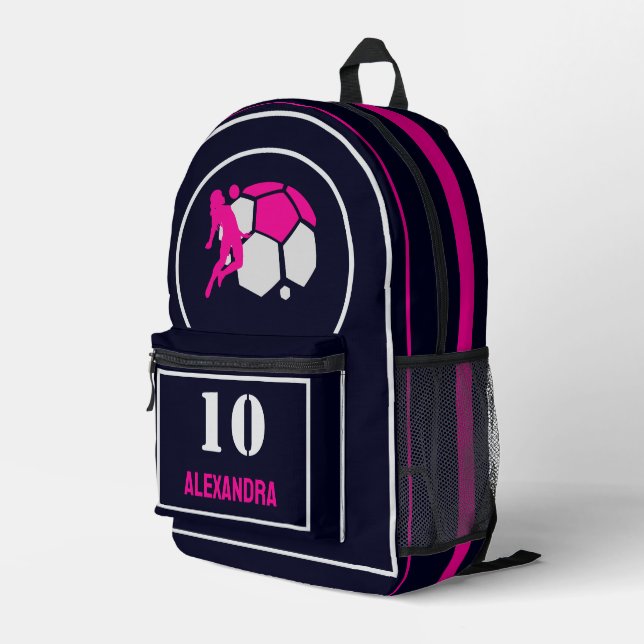Football Player Girl, Football Birthday Gift Bedruckter Rucksack (Rückseitige Ecke Rechts)
