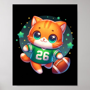 Football Player Kitty Cat Kitten Niedlich Girls Gr Poster