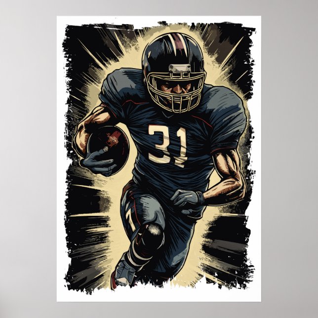 ✪ Football Player Portrait ☛ Abstrakten Vector NFL Poster (Vorne)