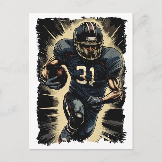 ✪ Football Player Portrait ☛ Abstrakten Vector NFL Postkarte (Vorderseite)