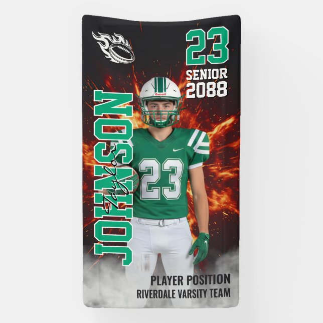Football Player Portrait Photo Senior Night Banner (Vertikal)
