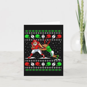 Football Player Reindeer Ugly Christmas Pajama Fun Karte