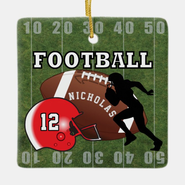 Football Player Touchdown - Red Keramikornament (Vorderseite)