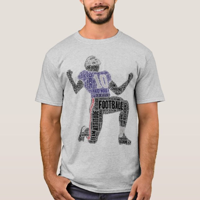 Football Player Word Art Dedication Inspiration T-Shirt (Vorderseite)