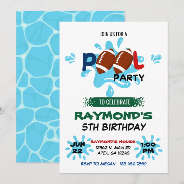 Football Pool Party Geburtstag Einladung (Vorne/Hinten)