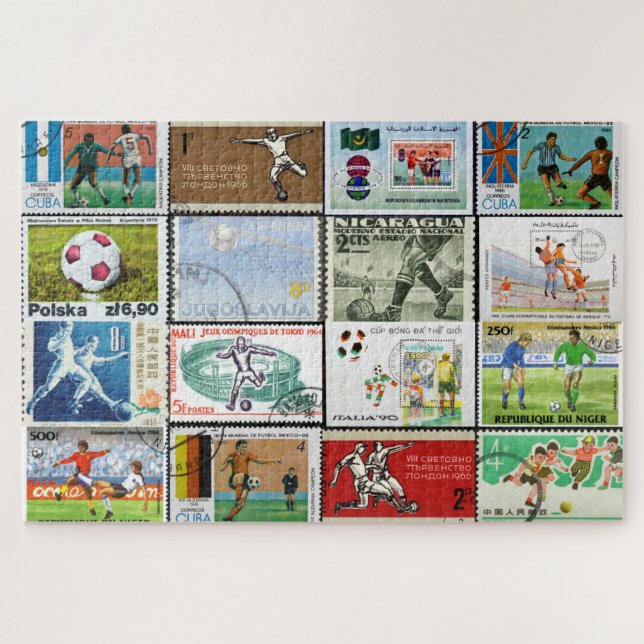 Football Postage Timbres Collage Puzzle (Horizontal)