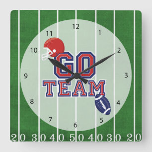Football Quadratische Wanduhr