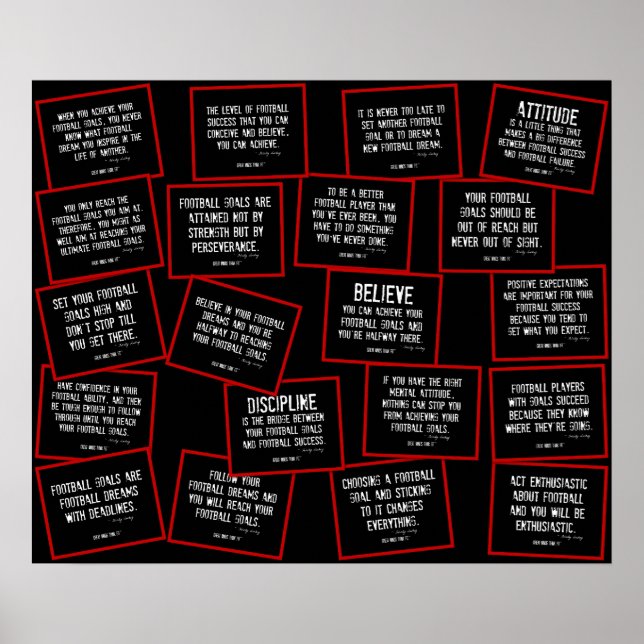 Football Quotes Collage in Rot, Schwarz und Weiß Poster (Vorne)